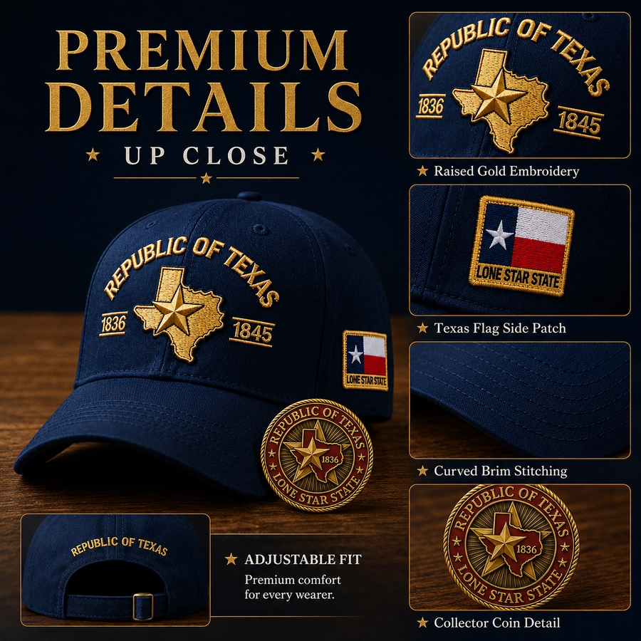 🔥Republic of Texas Embroidered Cap 🎁 Free Honor Coin With Every Cap Purchase