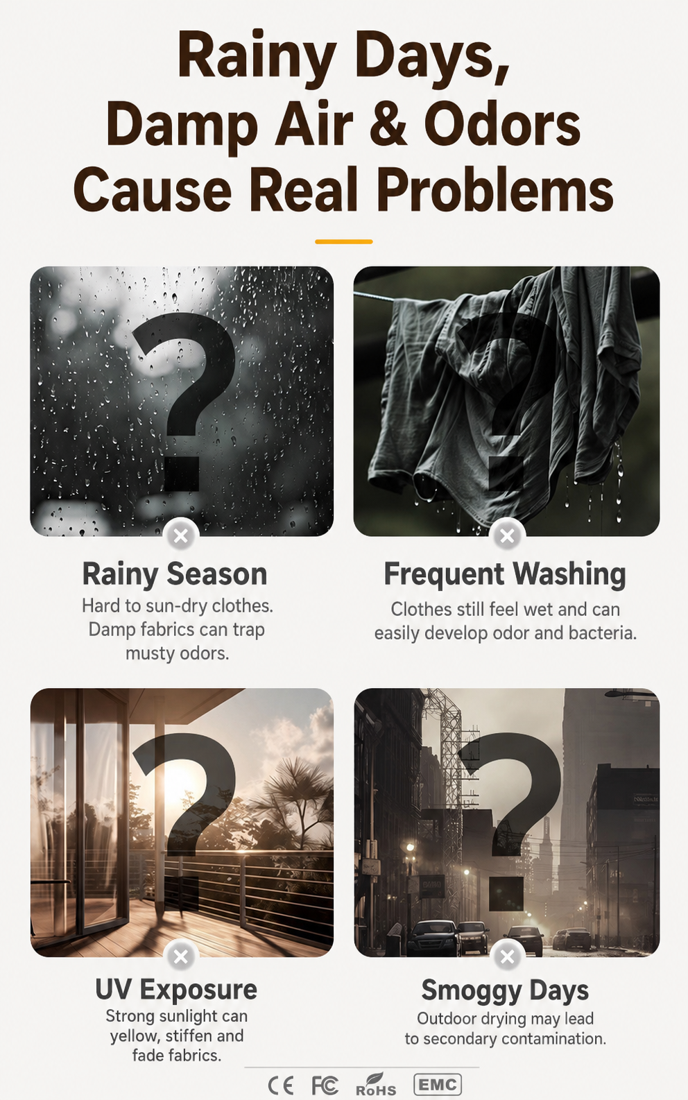 Rainy and humid weather laundry problems