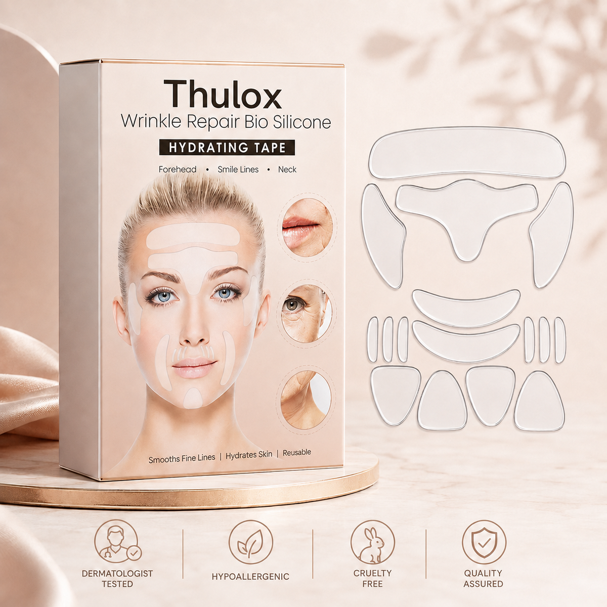 Thulox® Bio Silicone Wrinkle Repair Patches – Overnight Smoothing & Hydrating Face Tape