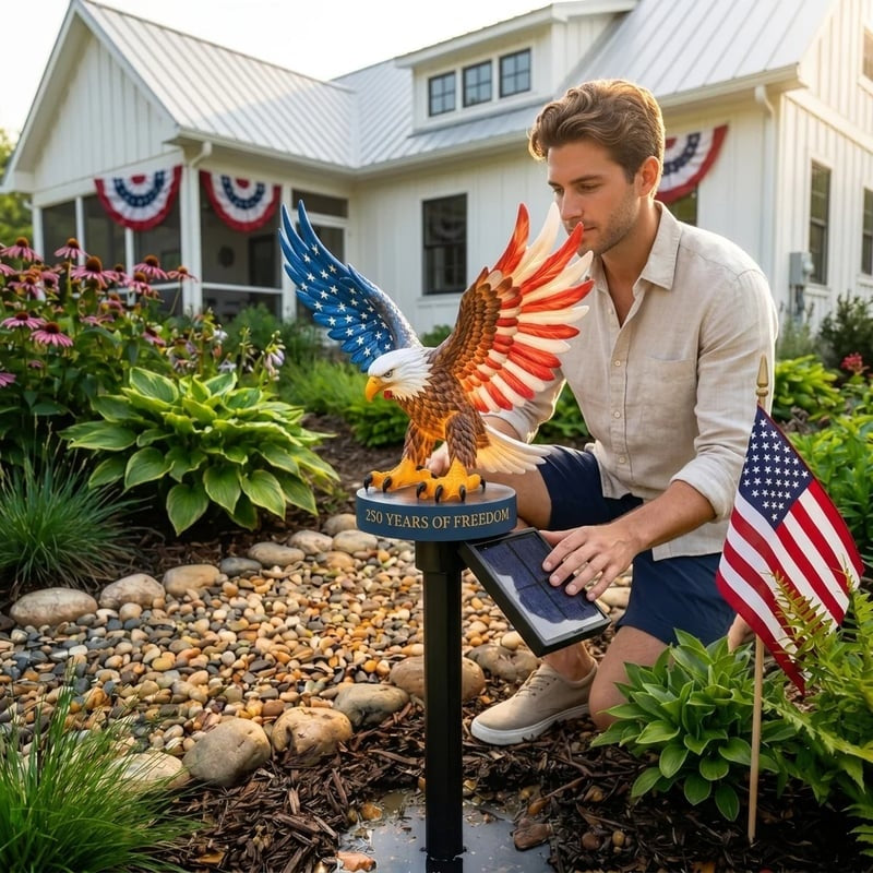 Solar eagle garden light outdoor display