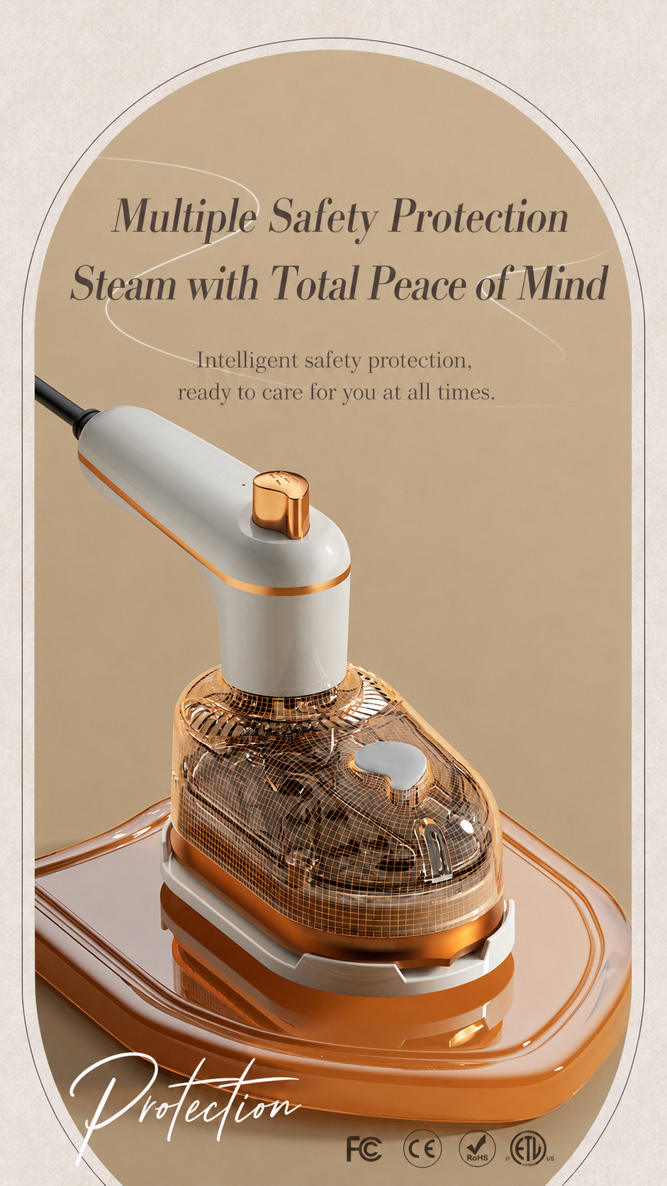 Handheld garment steamer safety features