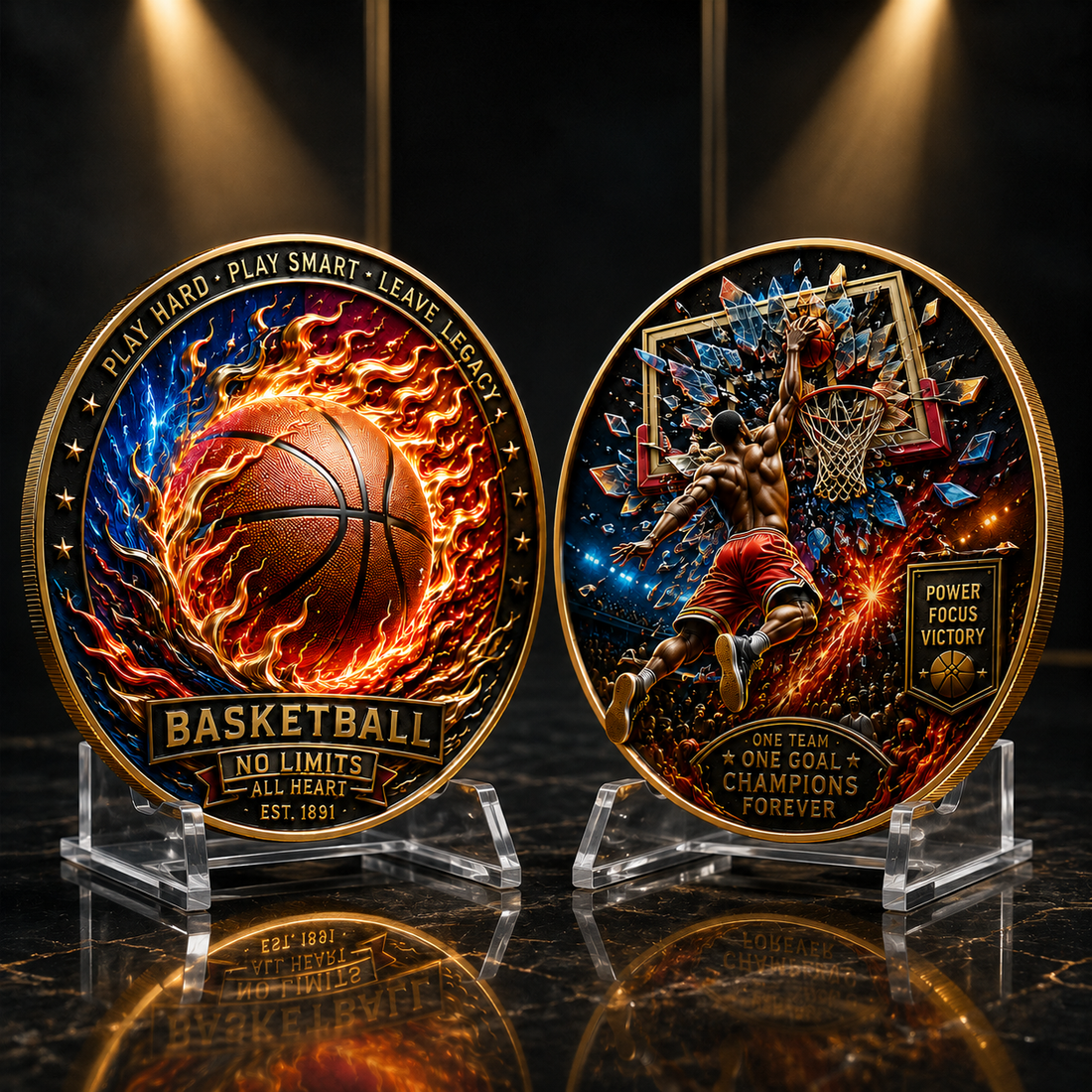 Basketball commemorative coin detail