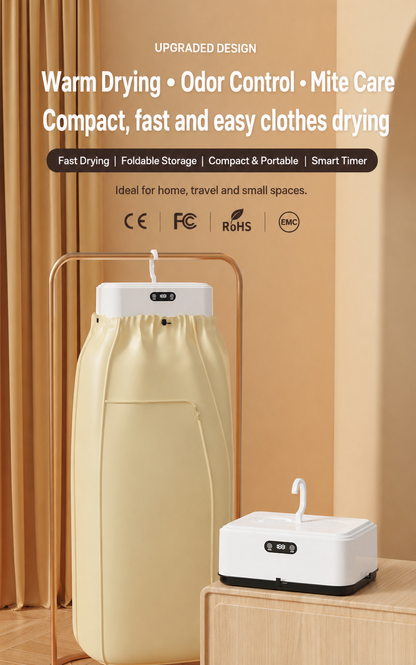🔥🔥 70°C High-Heat Portable Clothes Dryer – Fast Drying, Odor Removal, Bacteria & Mite Care