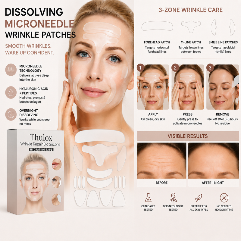 Thulox® Bio Silicone Wrinkle Repair Patches – Overnight Smoothing & Hydrating Face Tape