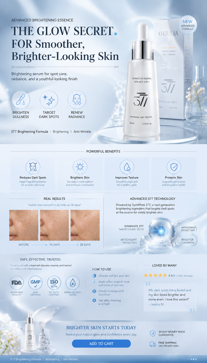 💧 Limited Time Deal: Buy 1 Bottle, Get 1 FREE! Thulox™ 377 Brightening Essence Serum – Fade Dark Spots & Reveal Radiant, Youthful-Looking Skin！