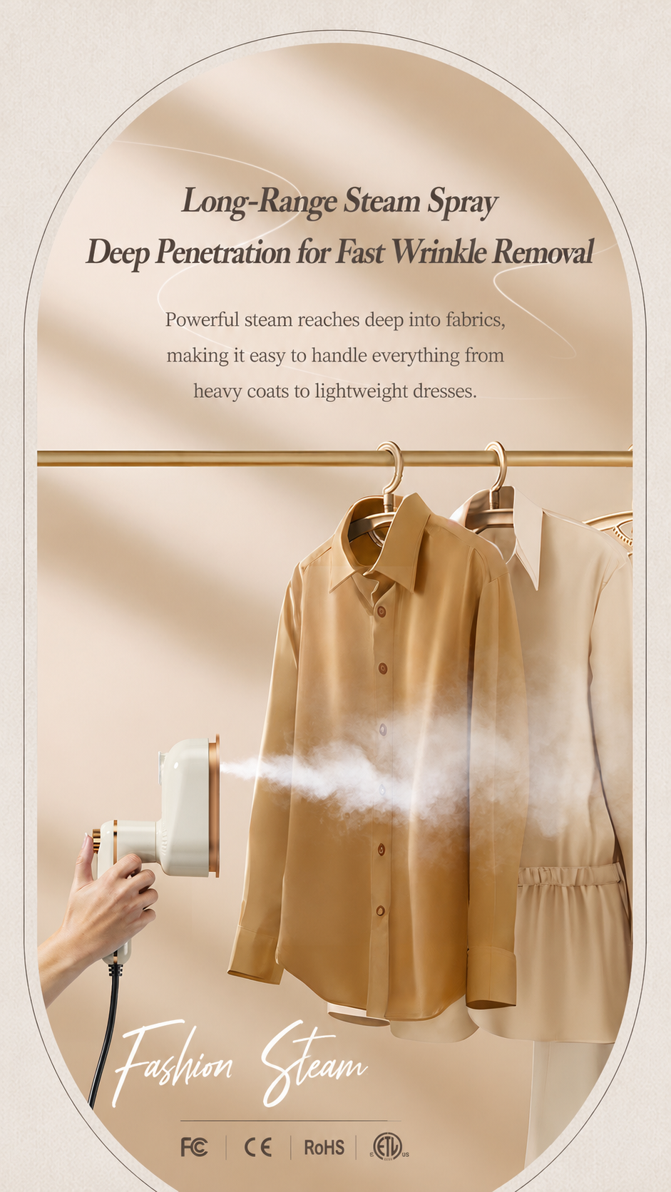 Powerful garment steaming