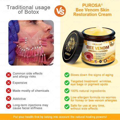 𝑷𝑼𝑹𝑶𝑺𝑨® 𝘽𝙀𝙀 𝙑𝙀𝙉𝙊𝙈 𝙎𝙠𝙞𝙣 𝙍𝙚𝙨𝙩𝙤𝙧𝙖𝙩𝙞𝙤𝙣 𝘾𝙧𝙚𝙖𝙢 –🍀 Anti-aging,Hydrating, Skin Repair, Even Tone, Acne and Dark Spot Treatment, Wart and Mole Removal, Psoriasis Relief