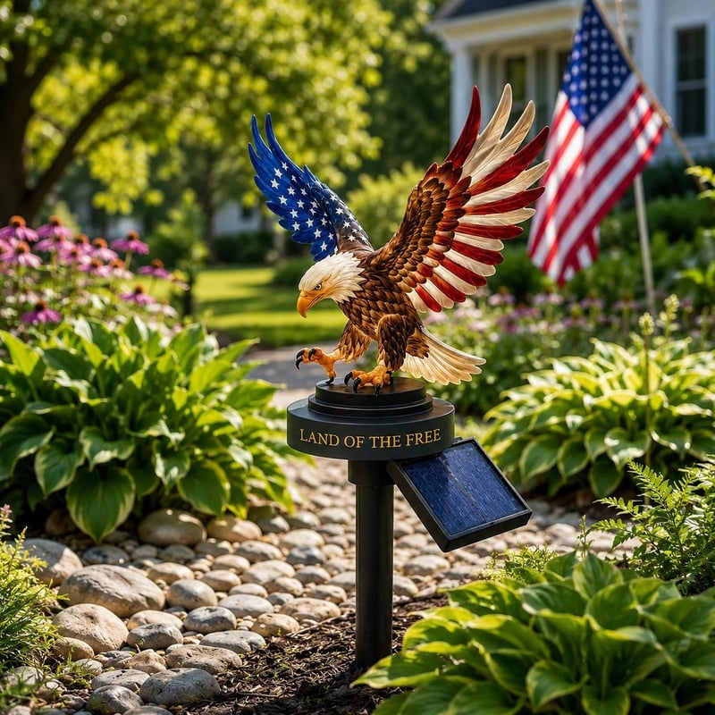 Patriotic garden light for front yard
