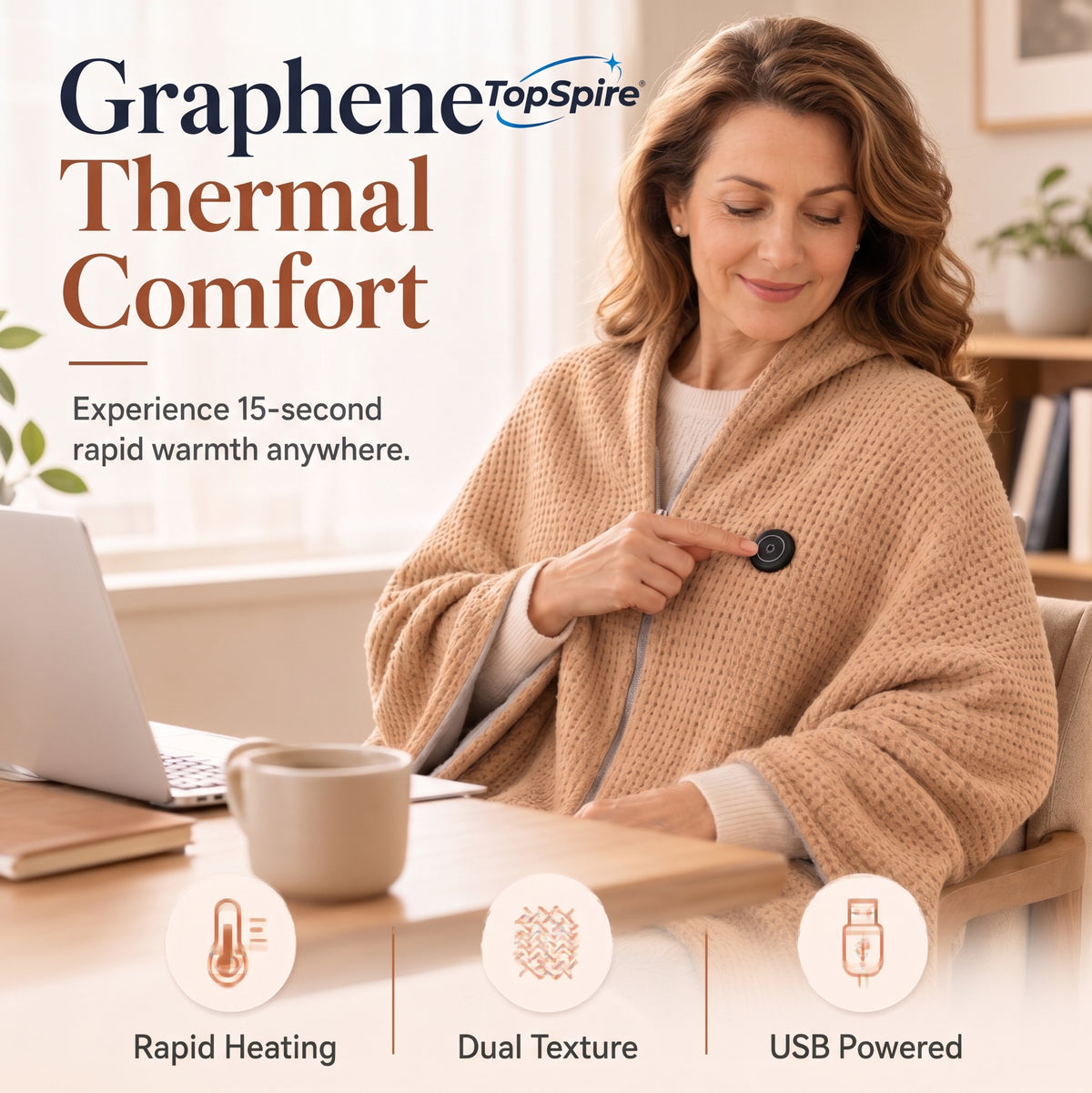 TopSpire®🔥 Christmas Sale — 50% OFF! ❄️ Stay Warm All Winter — Portable Electric Heated Blanket Shawl