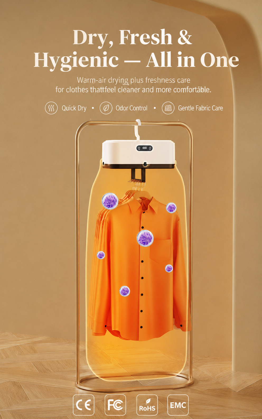 🔥🔥 70°C High-Heat Portable Clothes Dryer – Fast Drying, Odor Removal, Bacteria & Mite Care