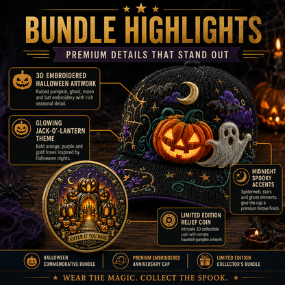 🎃 LIMITED EDITION Halloween Embroidered Cap + FREE Collector Coin | Save 45% Today – Spooky Season Must-Have!