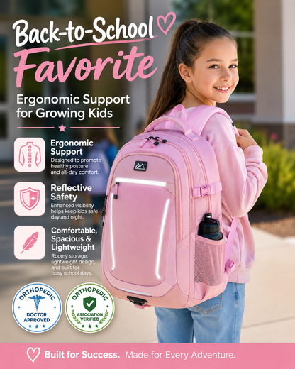 🔥🔥 Ergonomic Spine Support Backpack for Students – Lightweight, Reflective & Back-Friendly Design