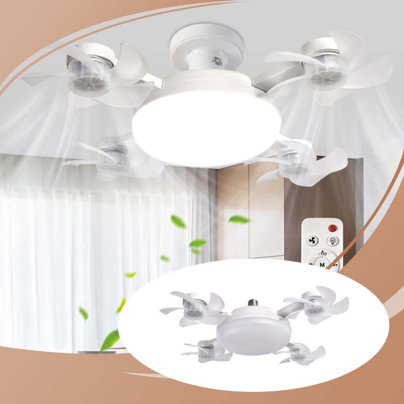 🌀Nowy wentylator sufitowy z lampą na gniazdo E27 – cichy wentylator LED 2‑w‑1 z pilotem, energooszczędne połączenie chłodzenia i oświetlenia do domu i sypialni
