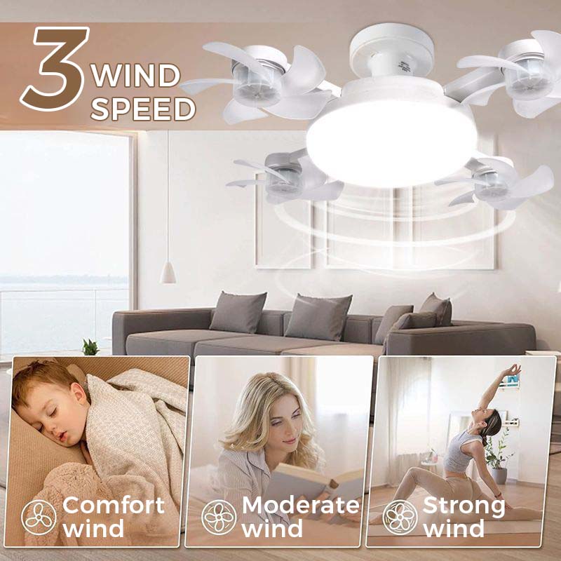 🌀Nowy wentylator sufitowy z lampą na gniazdo E27 – cichy wentylator LED 2‑w‑1 z pilotem, energooszczędne połączenie chłodzenia i oświetlenia do domu i sypialni