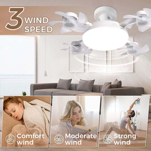 🌀Nowy wentylator sufitowy z lampą na gniazdo E27 – cichy wentylator LED 2‑w‑1 z pilotem, energooszczędne połączenie chłodzenia i oświetlenia do domu i sypialni