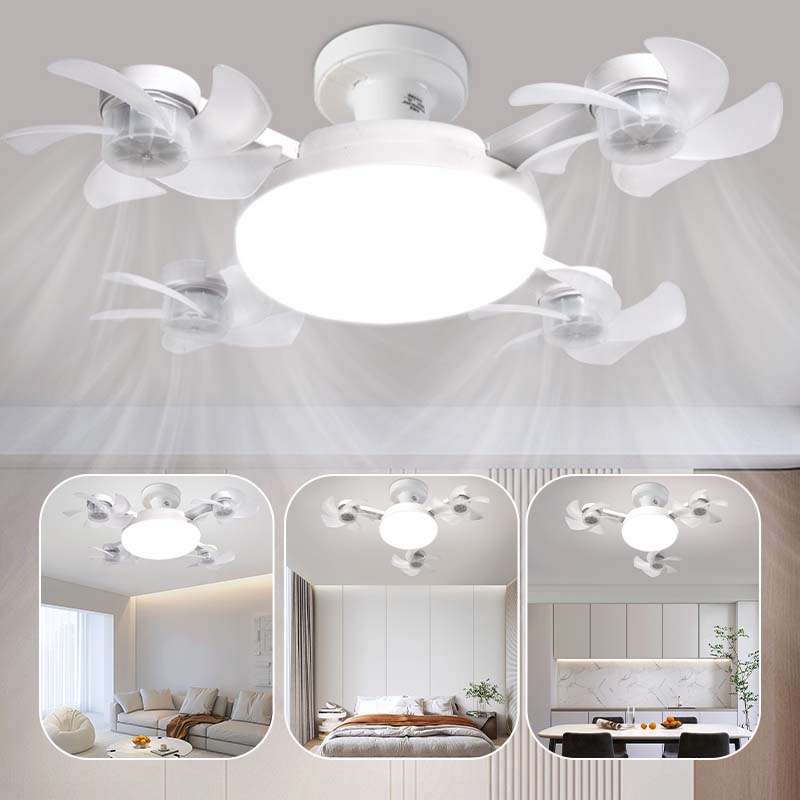 🌀Nowy wentylator sufitowy z lampą na gniazdo E27 – cichy wentylator LED 2‑w‑1 z pilotem, energooszczędne połączenie chłodzenia i oświetlenia do domu i sypialni