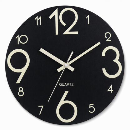 🔥Limited-Time Offer🕰️12-Inch Silent Wooden Wall Clock – Luminous Glow & MDF Wood Grain✨