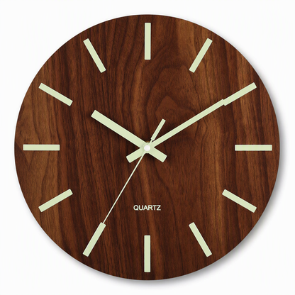🔥Limited-Time Offer🕰️12-Inch Silent Wooden Wall Clock – Luminous Glow & MDF Wood Grain✨